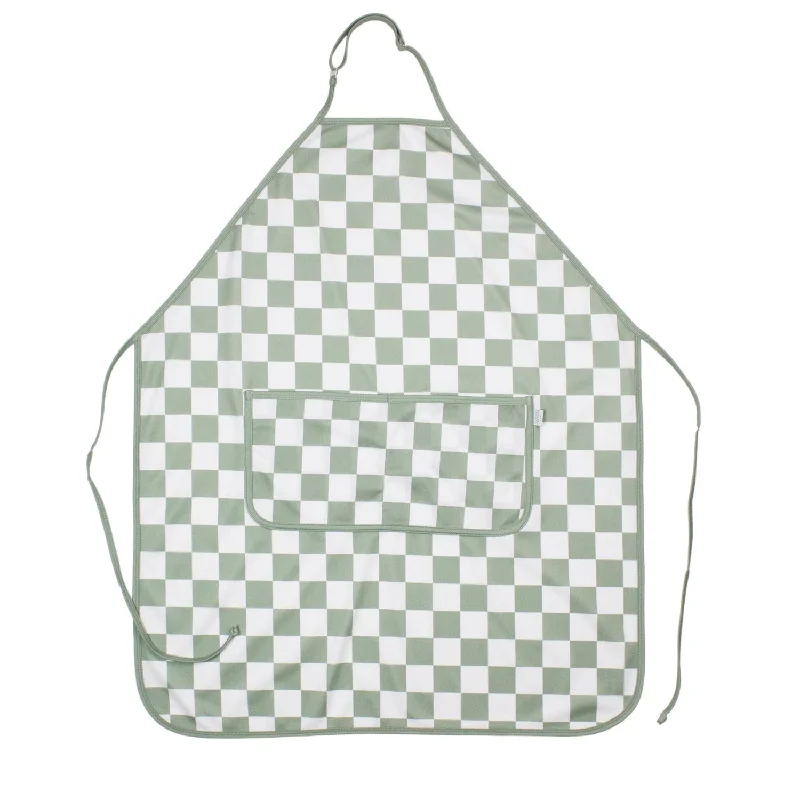 Sage Checkerboard Apron - fits sizes youth small through adult 2XL