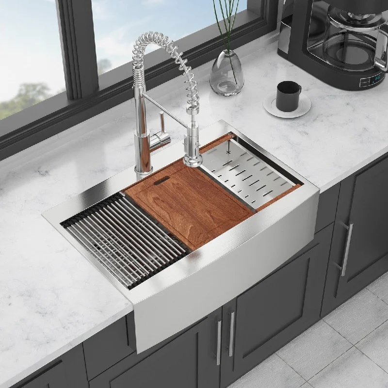 33 Drop in Farmhouse Sink Workstation - 33*22*10 Inch Kitchen Sink Stainless Steel 16 gauge Topmount Apron Front Kitchen Sink