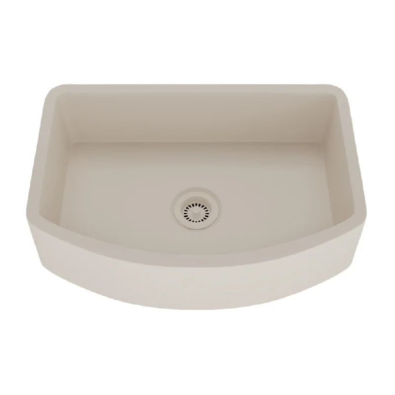 33 Inch Lexicon Platinum Quartz Composite Apron Front Farmhouse Beige Kitchen Sink D-Shaped Reversible Single Bowl LP-A3320-B-SO