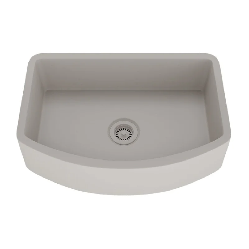 33 Inch Lexicon Platinum Quartz Composite Apron Front Farmhouse Kitchen Sink D-Shaped Reversible Single Bowl LP-A3320-C-SO