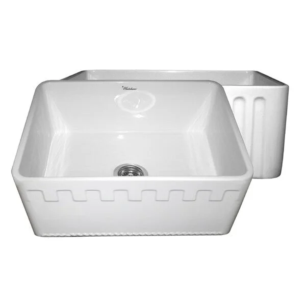 Fireclay Reversible Sink with Athinahaus and Fluted Front Aprons - White