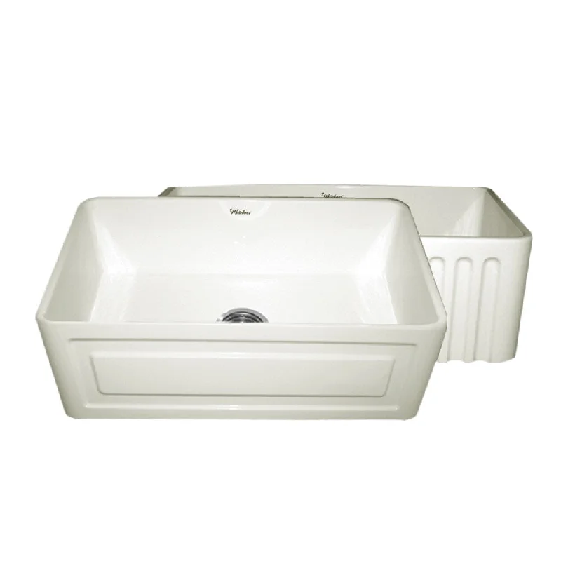 Fireclay Reversible Sink with Raised Panel and Fluted Front Aprons