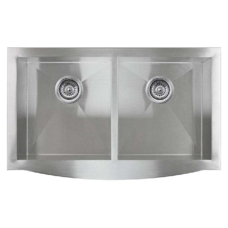 Golden Vantage Stainless Steel 33-inch Double Bowl Apron Undermount Kitchen Sink - Silver