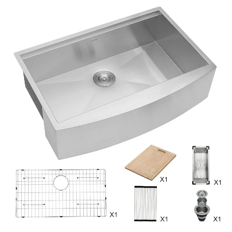 Kichae 33/36 Inch Apron Front Farmhouse Sink Ledge Workstation Stainless Steel Kitchen Sink