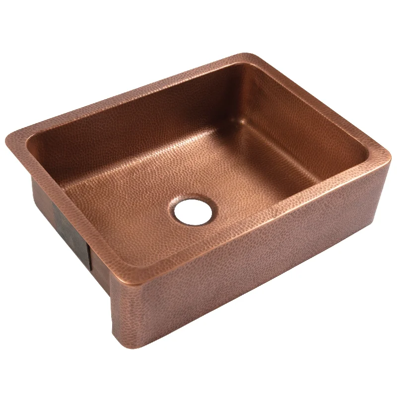 Lange Copper 30" Single Bowl Farmhouse Apron Front Undermount Kitchen Sink