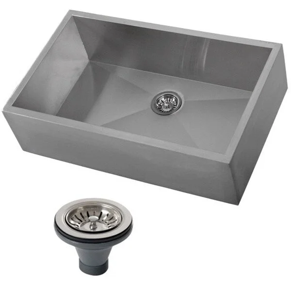 Ticor 4403BG-DEL 33-inch 16-gauge Single Bowl Stainless Steel Undermount Farmhouse Apron Kitchen Sink