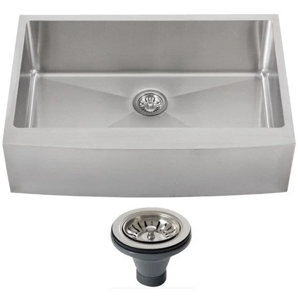 Ticor 4413BG-DEL 33-inch 16-gauge Stainless Steel Curved Front Single Bowl Farmhouse Apron Kitchen Sink