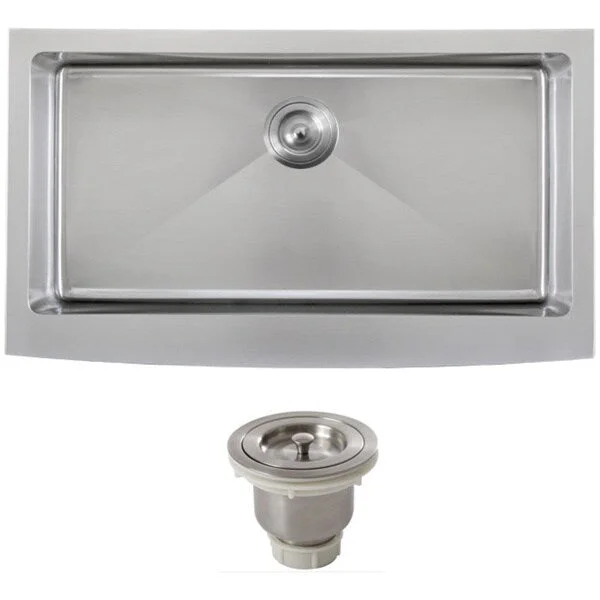 Ticor 4415BG-BASK 36-inch 16-gauge Stainless Steel Curved Front Undermount Apron Kitchen Sink