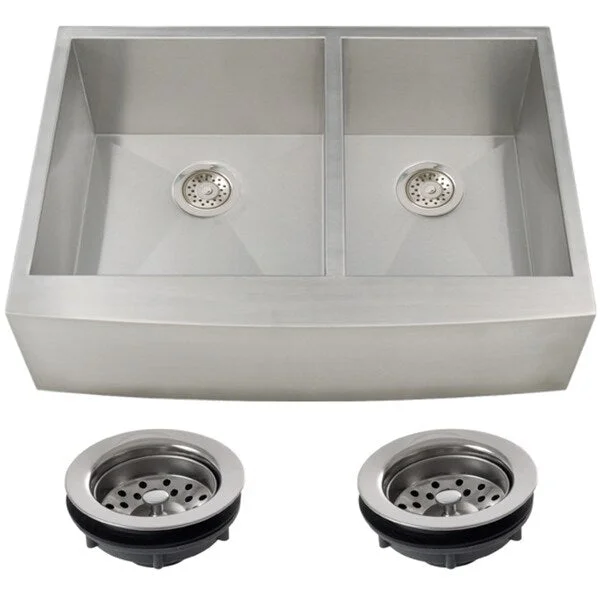 Ticor Stainless Steel Undermount 33-inch Double Bowl Farmhouse Apron Kitchen Sink