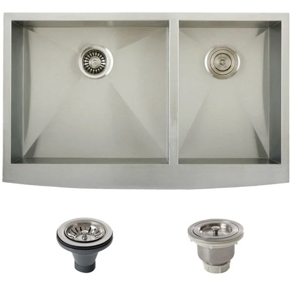 Ticor Stainless Steel Undermount 36-inch Double Bowl Farmhouse Apron Kitchen Sink