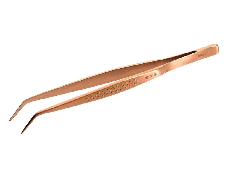 Mercer Culinary Precision Plus 6" Fine Point Curved Tip Plating Tongs, Rose Gold