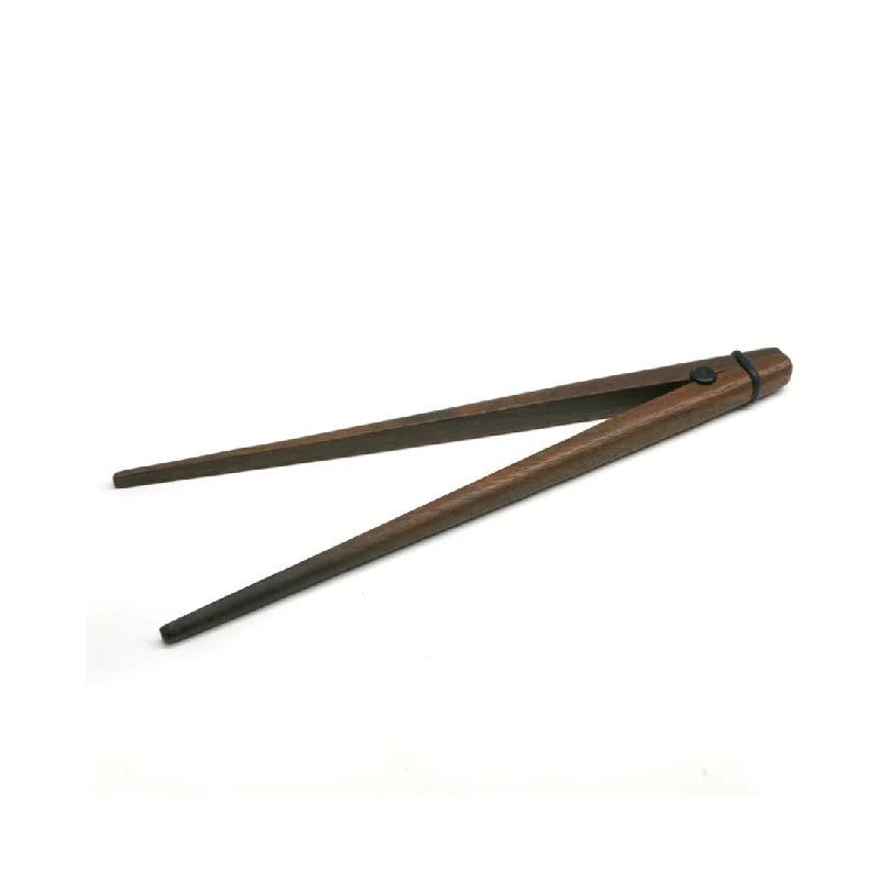 Natural Living 8.7" Tongs, Dark Acacia Wood