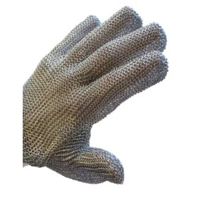 Nella Stainless Steel Mesh Glove with Green Wrist Strap, X-Large