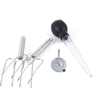 Taylor 4 Piece Roasting Set with Meat Thermometer, Fork Set & Baster*