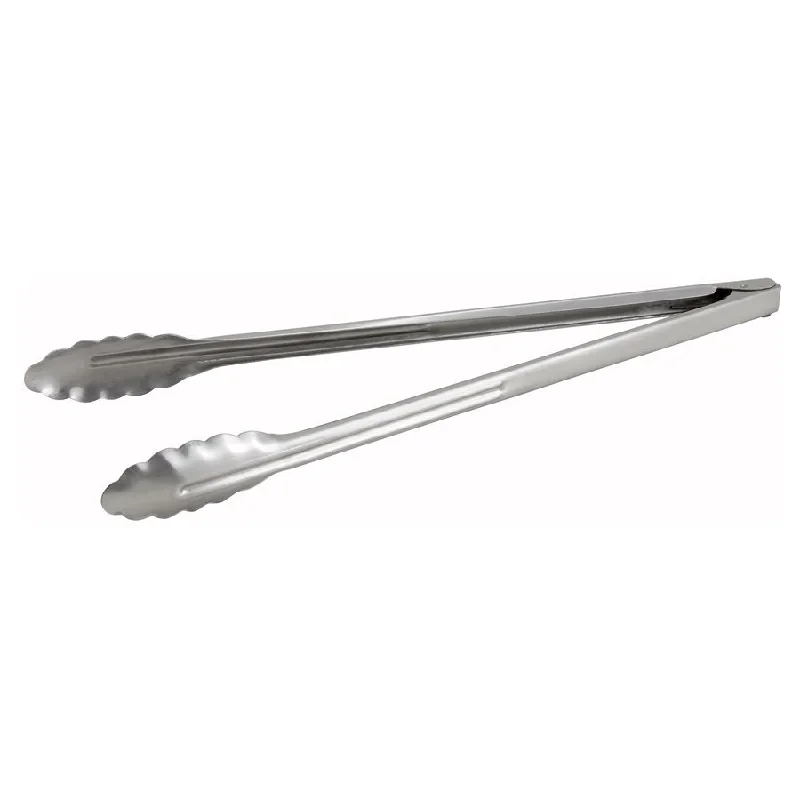 Winco 16" Scalloped Utility Tongs, Stainless Steel - UT-16