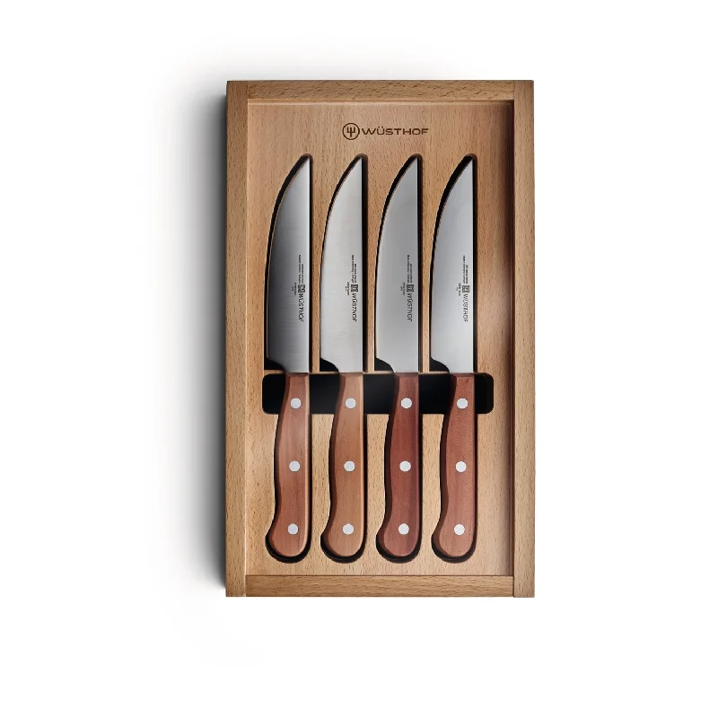 Wusthof Four Piece Plum Wood Steak Set in Wood Presentation Box