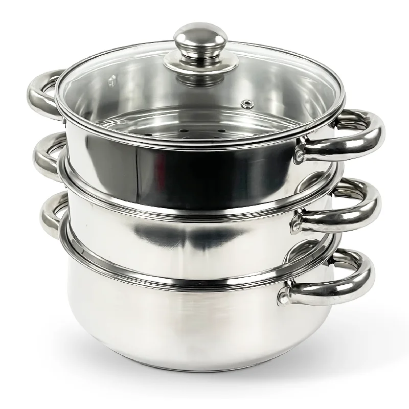 3-Tier Stainless Steel Steamer Cookware