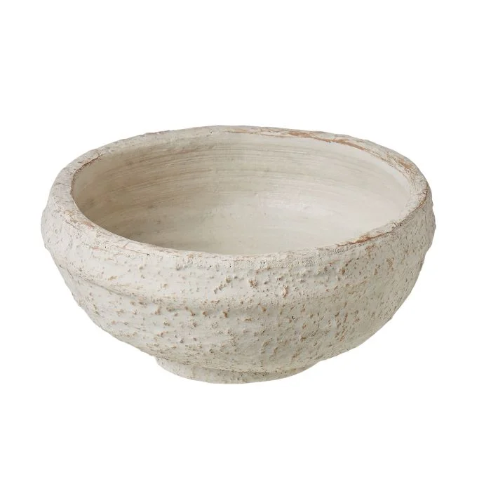 Amalfi Textured Terracotta Bowl White 23x23x11cm