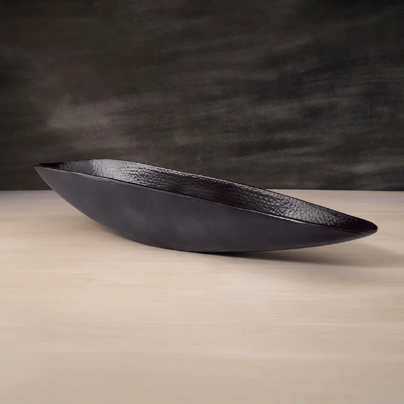 black hammered metal platter