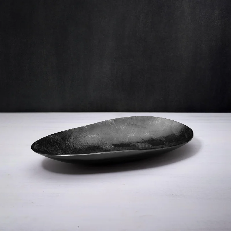 black textured metal platter- large