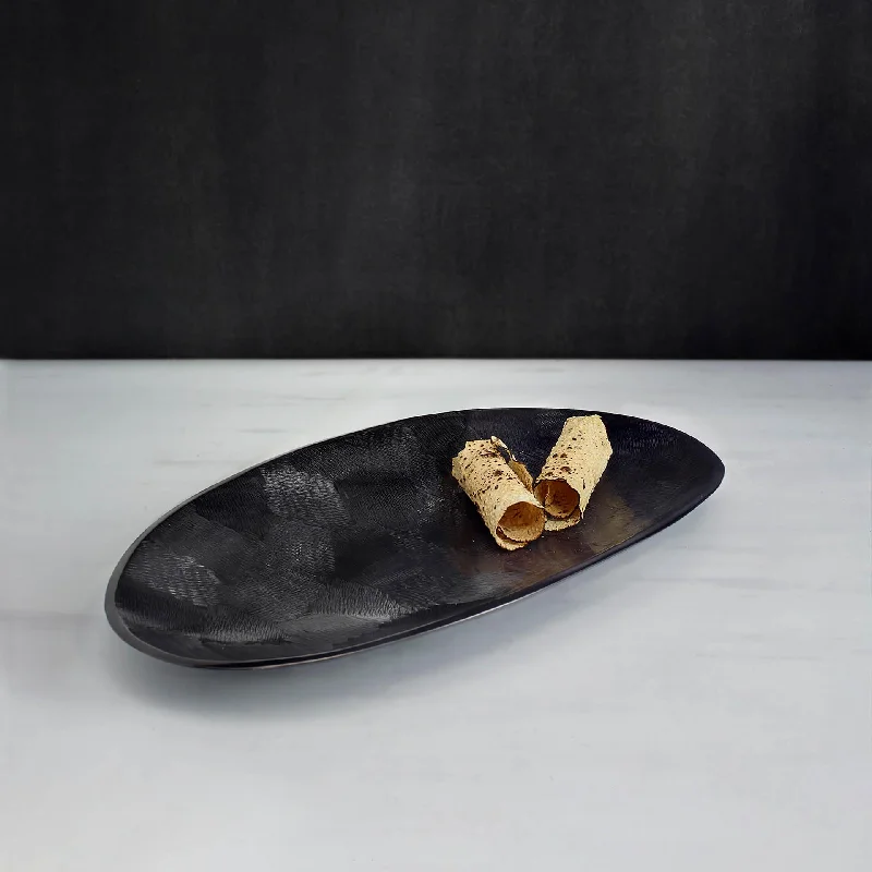 black textured metal platter- small