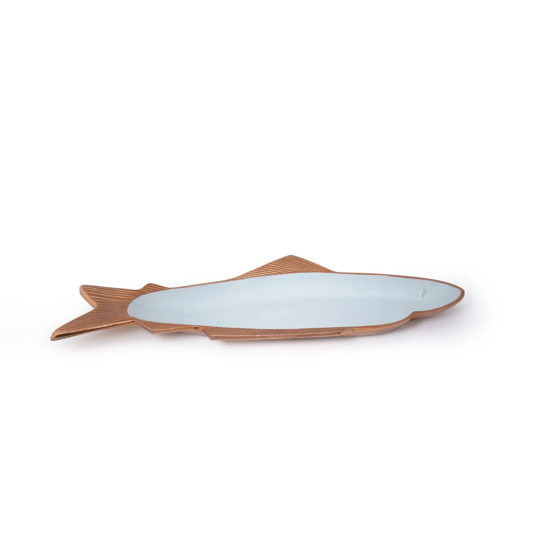 Bluish Grey Fish Metal- Enamel Fusion Platter