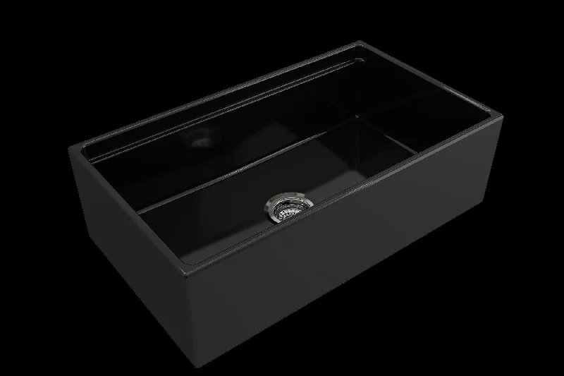 Contempo Step-Rim 33" x 19" x 10" Single-Basin Farmhouse Apron Front Kitchen Sink in Black