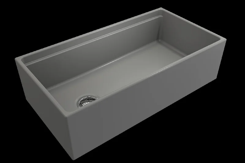 Contempo Step-Rim 36" x 19" x 10" Single-Basin Farmhouse Apron Front Kitchen Sink in Matte Gray