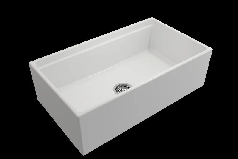 Contempo Step-Rim 33" x 19" x 10" Single-Basin Farmhouse Apron Front Kitchen Sink in Matte White