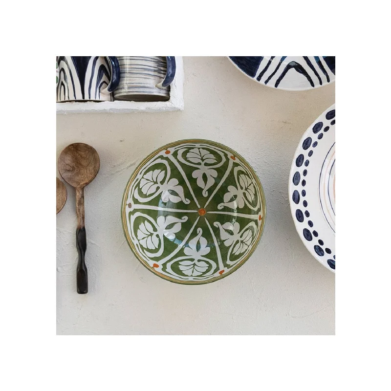 Creative Co-op - Green Patterned Serving Bowl