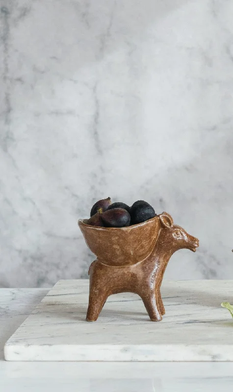 Creative Co-op - Stoneware Donkey with Bowl