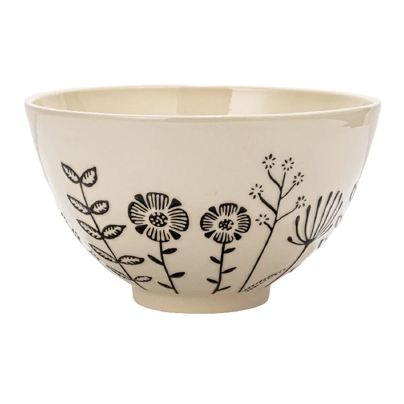 Creative Co-op - Stoneware Serving Bowl with Embossed Flowers