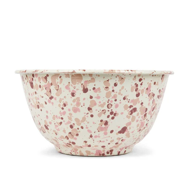 Crow Canyon - Enamelware Splatter Large Serving Bowl, Desert Rose