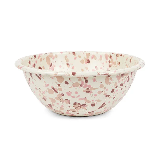 Crow Canyon - Enamelware Splatter Small Serving Bowl, Desert Rose