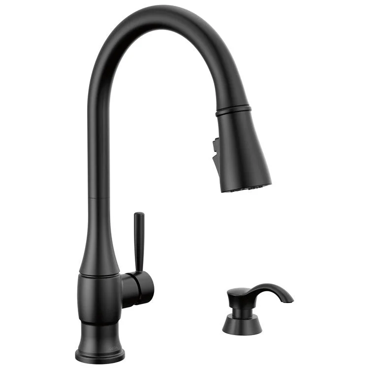 Kitchen Faucet Hazelwood with Soap Dispenser 1 Lever ADA Matte Black Pull Down 1.8 Gallons per Minute