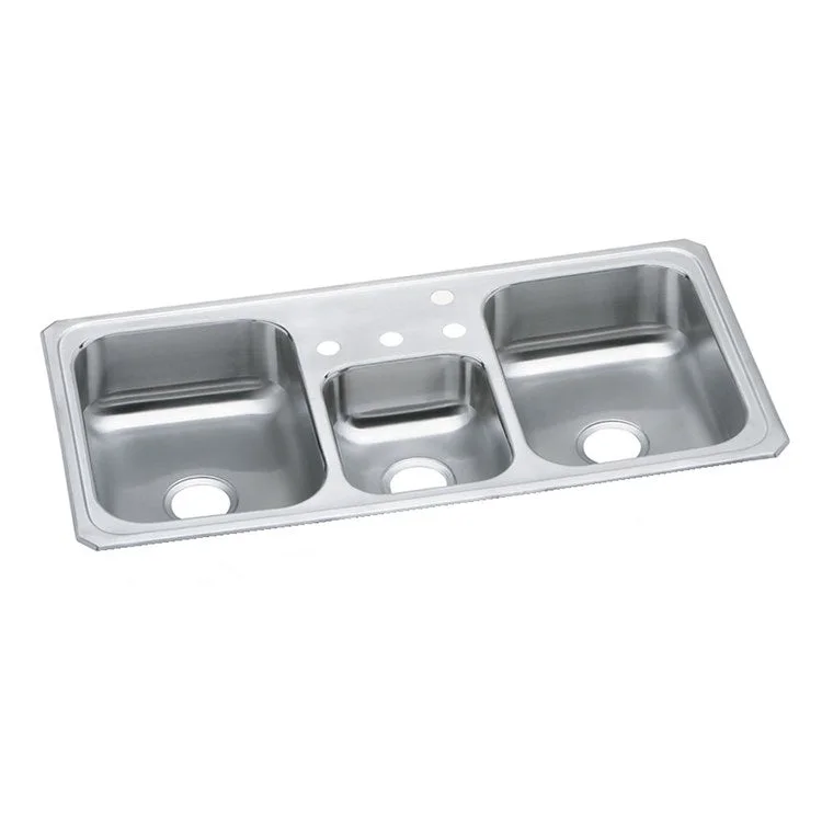 Kitchen Sink Celebrity 43 x 22 Inch Triple Bowl Brushed Satin Drop-In