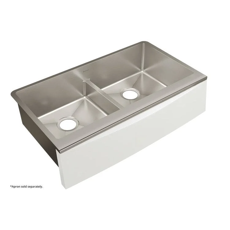 Kitchen Sink Crosstown 36 x 20.25 Inch Double Bowl with Aqua Divide Polished Satin Farmhouse