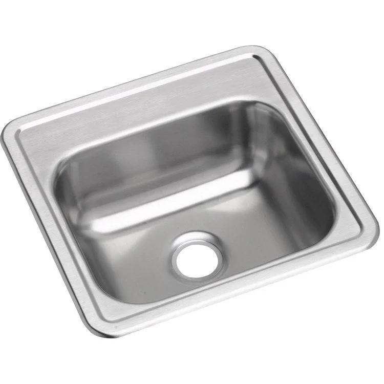 Bar Sink Dayton 15 x 15 Inch Single Bowl ADA Satin Drop-In Square Drain Size 2 Inch