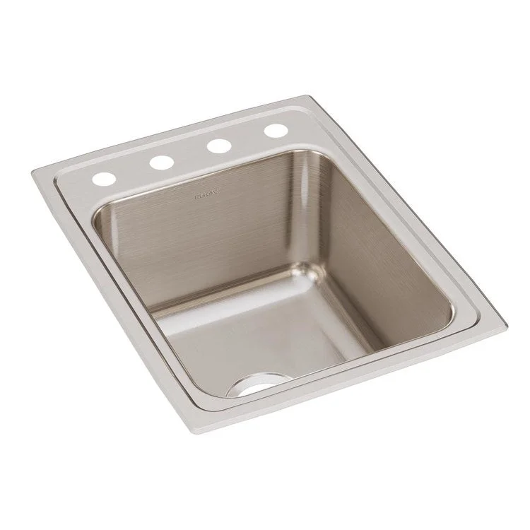 Kitchen Sink Lustertone Classic 17 x 22 Inch Single Bowl OS4 Hole Lustrous Satin Drop-In