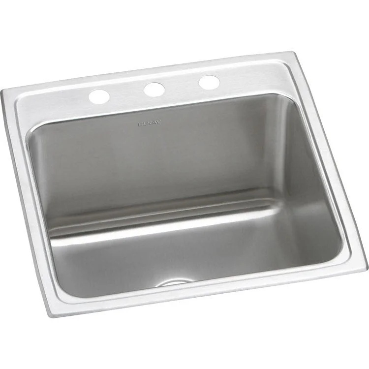 Gourmet Lustertone 22" Single Bowl Stainless Steel Drop-In Kitchen Sink with 3 Holes