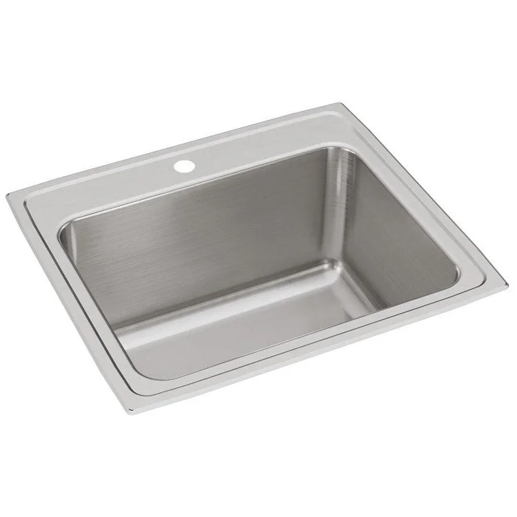 Lustertone Classic 25" Single Bowl Stainless Steel Drop-In Kitchen Sink with 1 Hole