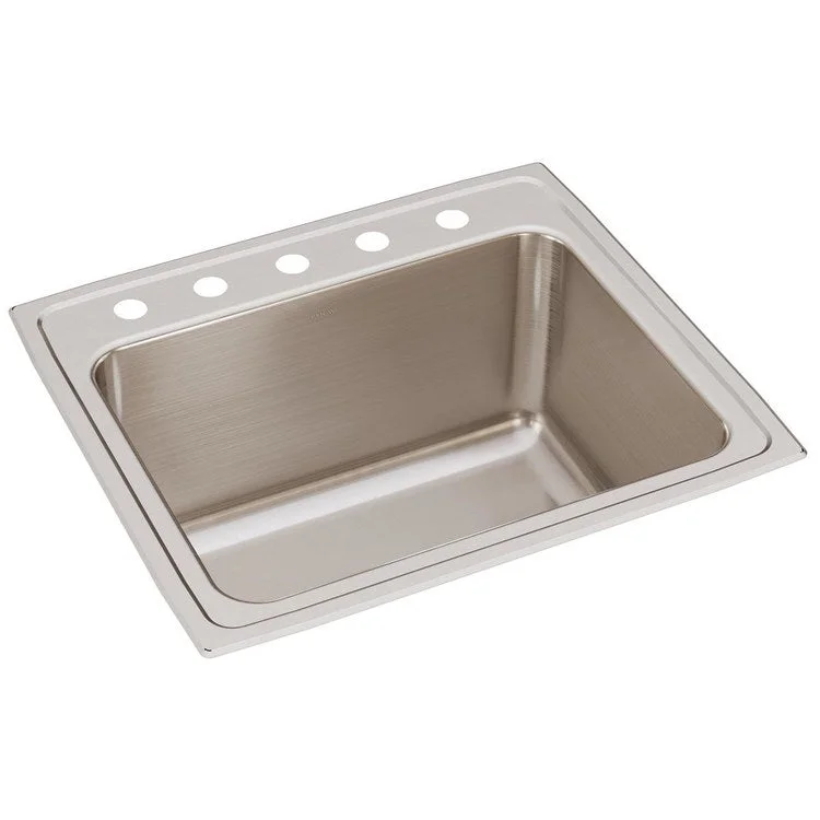 Kitchen Sink Lustertone Classic 25 x 22 Inch Single Bowl 5 Hole Lustrous Satin Drop-In 12-1/8 Inch