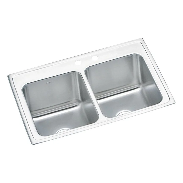 Kitchen Sink Lustertone Classic 33 x 22 Inch Double Bowl Equal MR2 Hole Lustrous Satin Drop-In 10-1/8 Inch