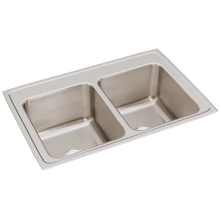 Kitchen Sink Lustertone Classic 33 x 22 Inch Double Bowl Equal Lustrous Satin Drop-In 12-1/8 Inch