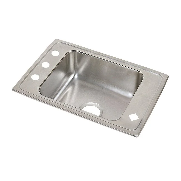 Classroom Sink Lustertone 25 x 17 Inch Single Bowl ADA 2 Hole Lustrous Satin Drop-In Minimum Cabinet Size 30 Inch 4 Inch 18 Gauge Bottom Only Pads 64090012 Mounting Hardware Included for Countertops Up to 3/4IN