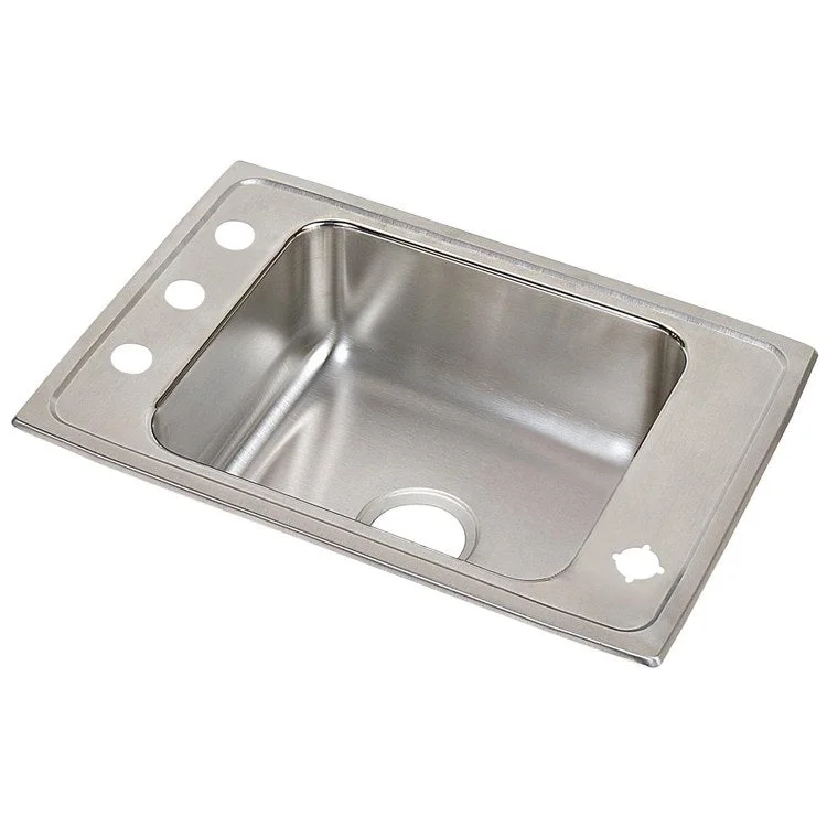 Classroom Sink Lustertone 25 x 17 Inch Single Bowl ADA 4 Hole Lustrous Satin Drop-In Minimum Cabinet Size 30 Inch 4-1/2 Inch 18 Gauge Bottom Only Pads 64090012 Mounting Hardware Included for Countertops Up to 3/4IN