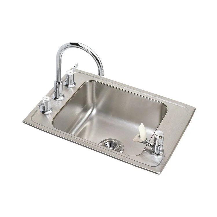 Classroom Sink Lustertone 25 x 17 x 4-1/2 Inch 4-3/8 Inch 1 Bowl ADA Kit 4 Hole Lustrous Satin Drop-In 30 Inch