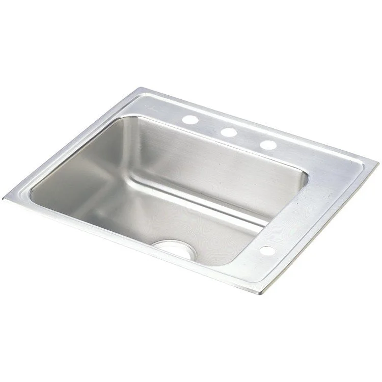 Classroom Sink Lustertone 25 x 22 Inch Single Bowl ADA Right 4 Hole Lustrous Satin Drop-In Minimum Cabinet Size 30 Inch 4-1/2 Inch 18 Gauge Bottom Only Pads 64090012 Mounting Hardware Included for Countertops Up to 3/4IN