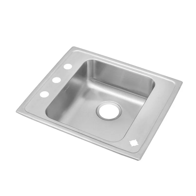 Classroom Sink Lustertone 25 x 22 Inch Single Bowl ADA 2 Hole Lustrous Satin Drop-In Minimum Cabinet Size 30 Inch 5 Inch 18 Gauge Bottom Only Pads 64090012 Mounting Hardware Included for Countertops Up to 3/4IN