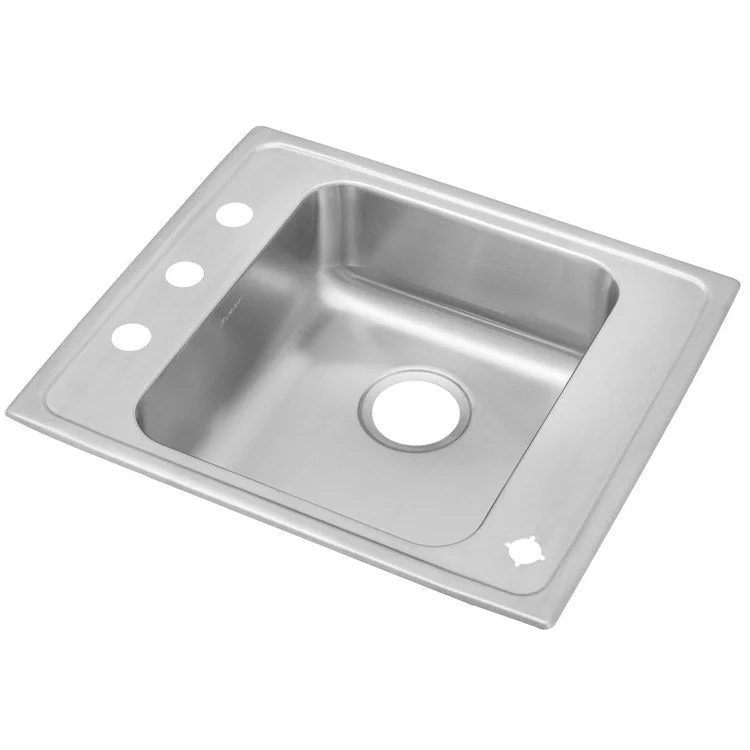 Classroom Sink Lustertone 25 x 22 Inch Single Bowl ADA FR4 Hole Lustrous Satin Drop-In Minimum Cabinet Size 30 Inch 5 Inch 18 Gauge Bottom Only Pads 64090012 Mounting Hardware Included for Countertops Up to 3/4IN